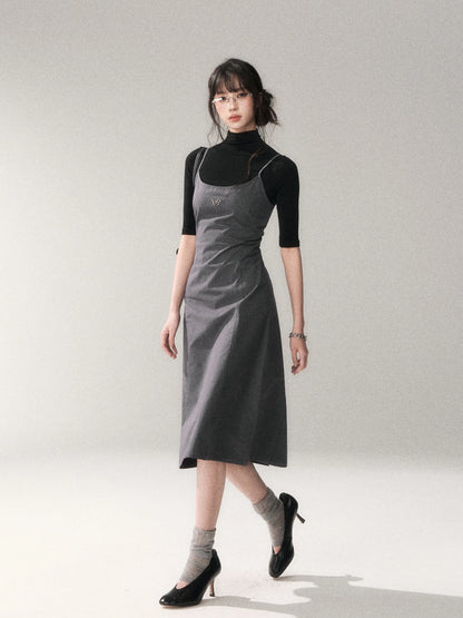 Minimalist Cotton A-Line Slip Midi Dress