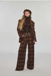 Plaid Slim-fit Waist-tie Blazer - CHINASQUAD