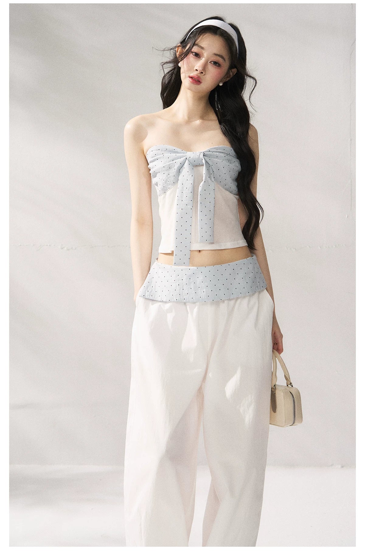Strapless Top &amp; Relaxed Wide-Leg Pants Set