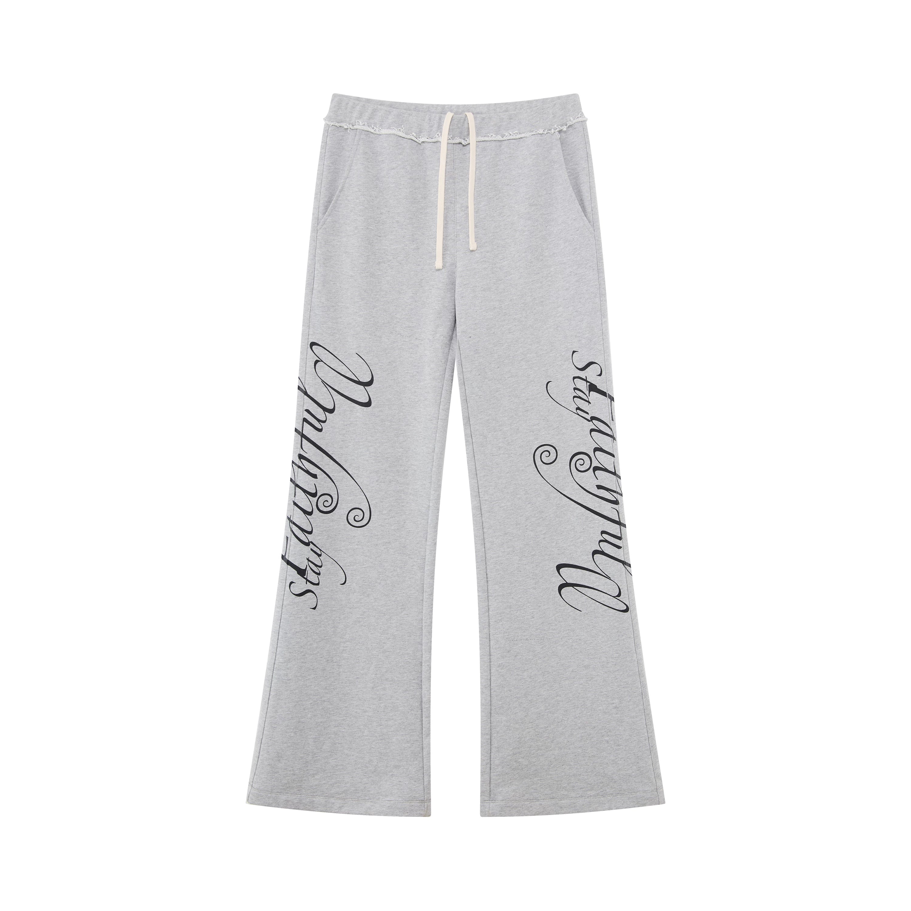Rebel Script Print Relaxed Flared Sweatpants