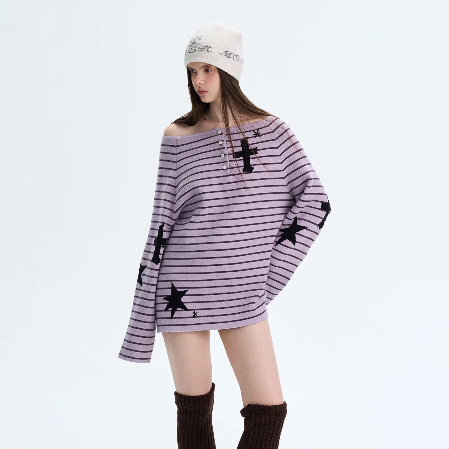 Striped Color-Block Knit Sweater