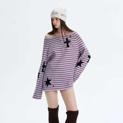 Striped Color-Block Knit Sweater