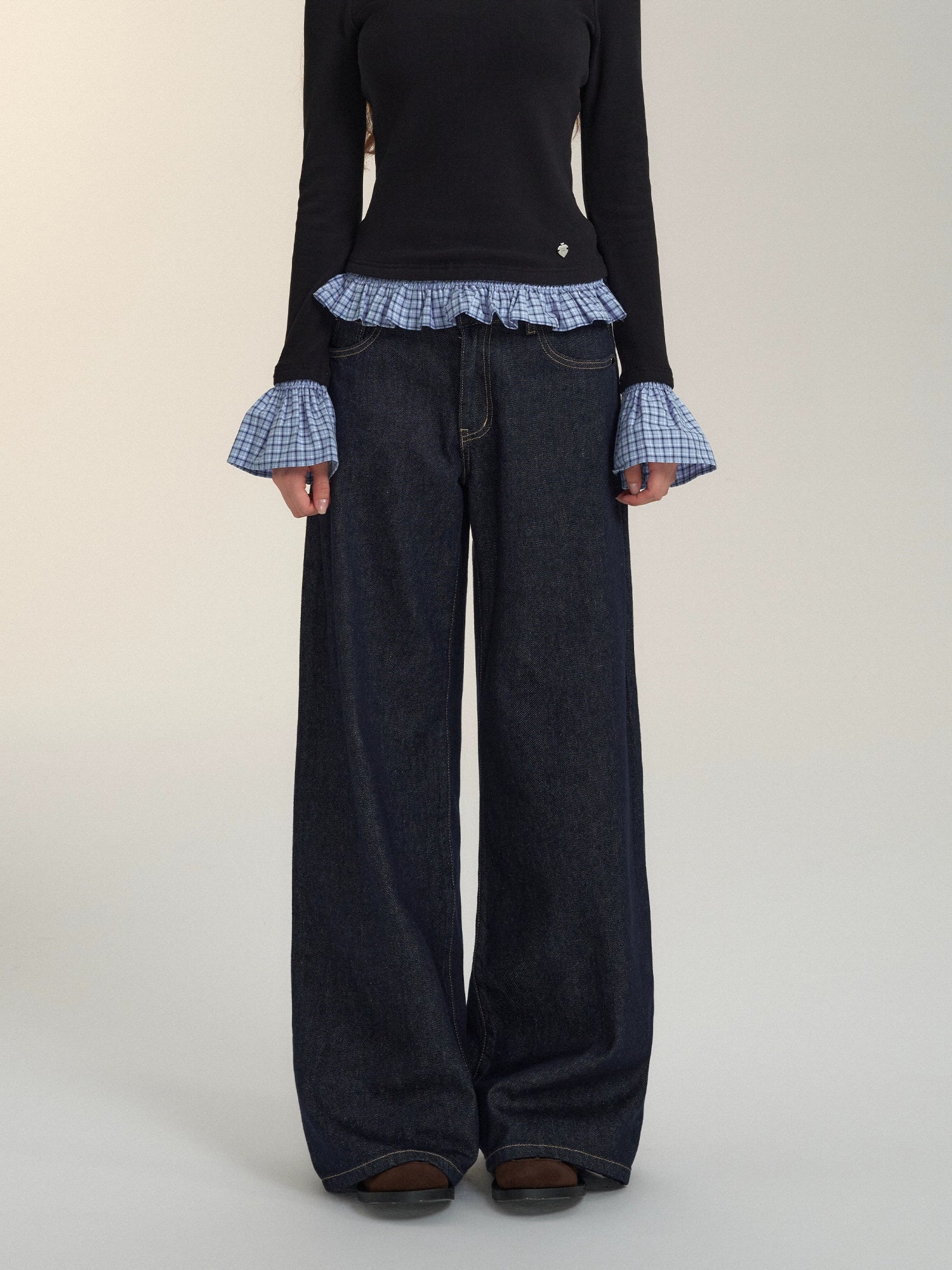 Raw Deep Blue Pleated Jeans