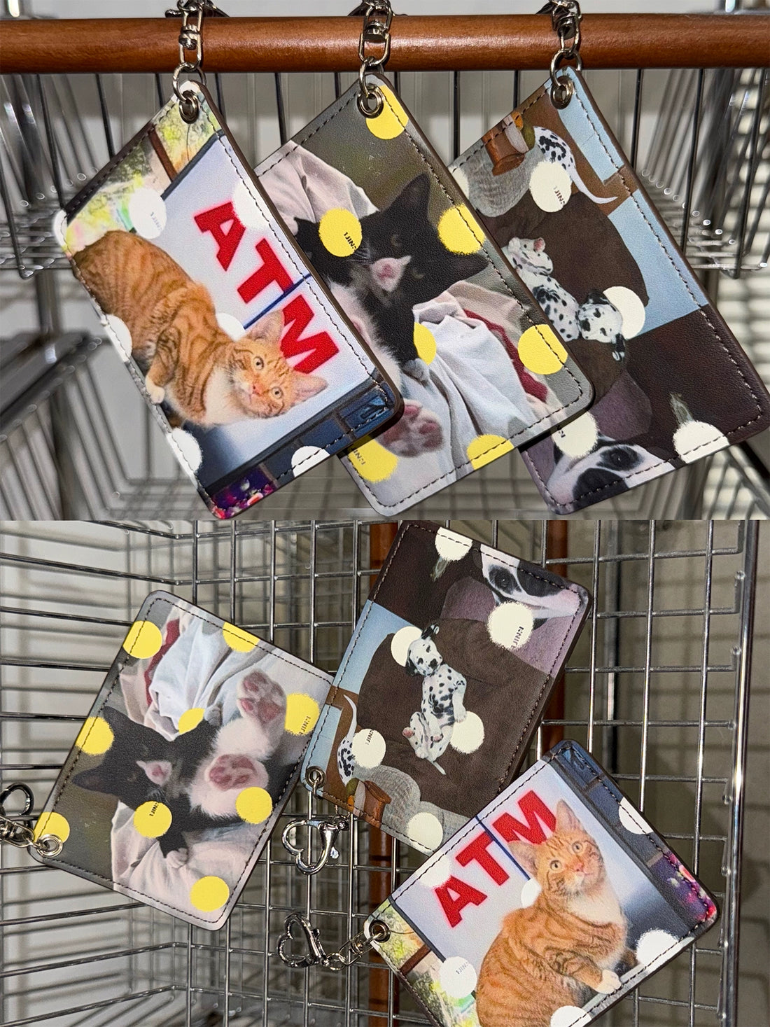 Retro Polka Dot Cat &amp; Dog Print Card Holder