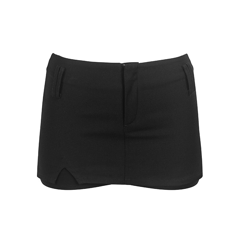 Black &amp; Grey Low-rise Blazer Mini Skirt - CHINASQUAD