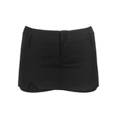 Black & Grey Low-rise Blazer Mini Skirt - CHINASQUAD