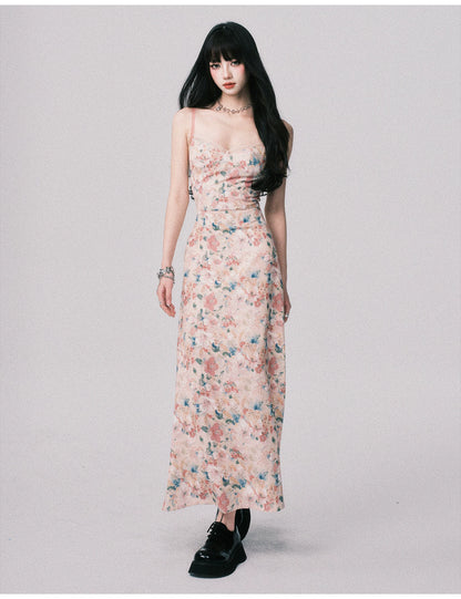 Floral French Vacation Slip Maxi Dress