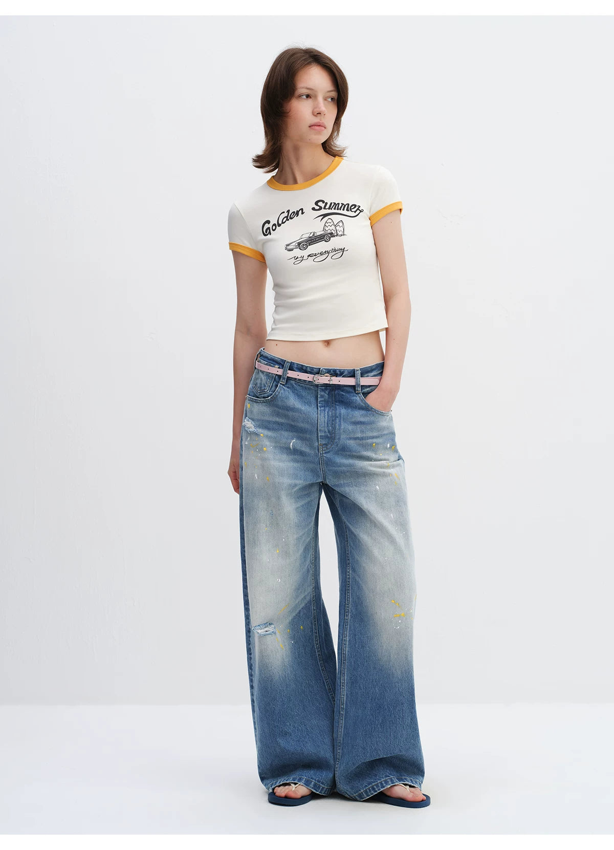 Color-Block Summer Fitted T-Shirt