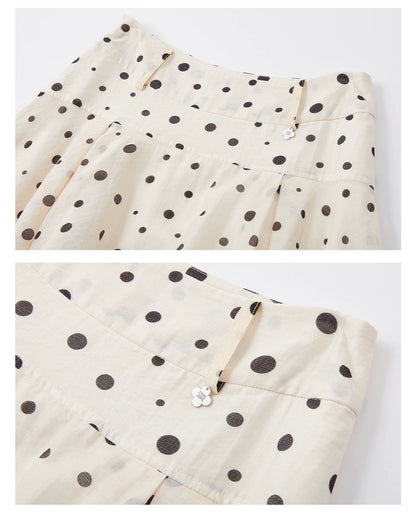 Lyocell Polka Dot Midi Skirt