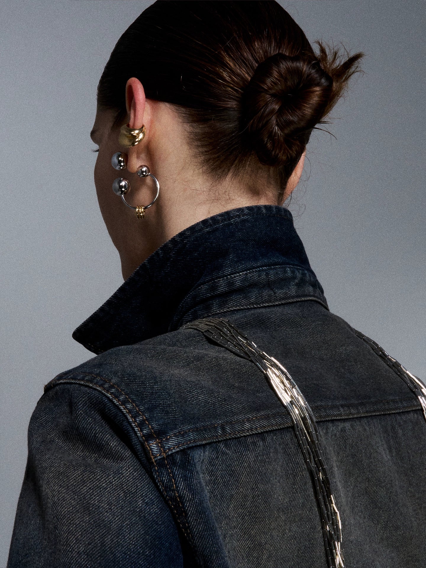 Reconstructed Dual-Tone Metallic Sphere Earrings