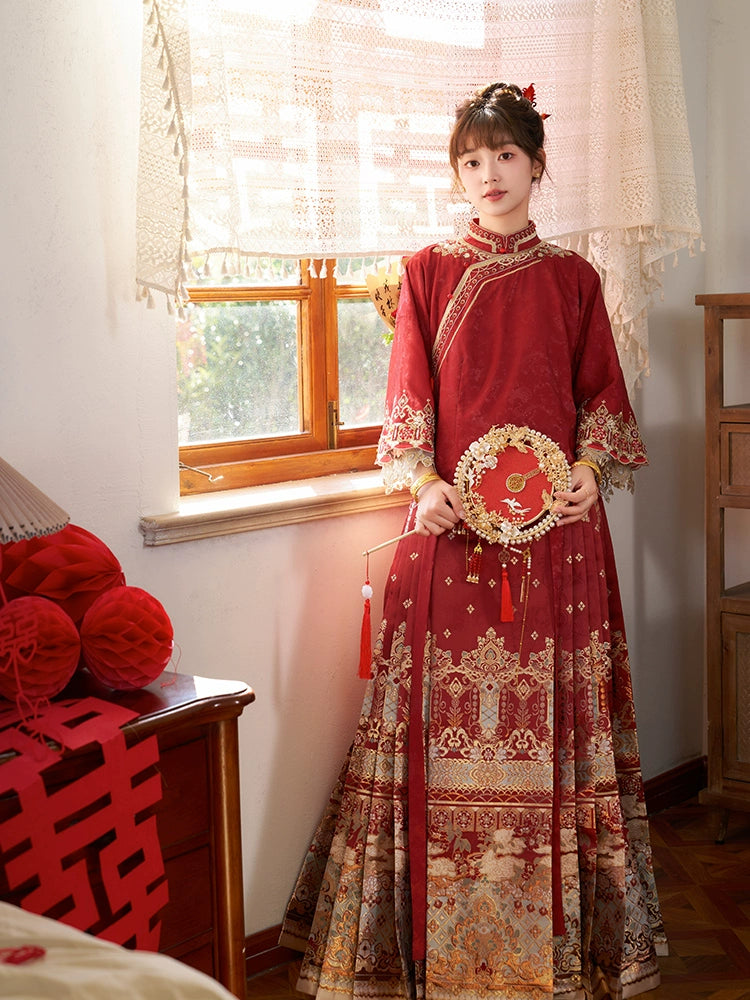 &quot;羡鸳鸯&quot; Red Embroidered Hanfu Set