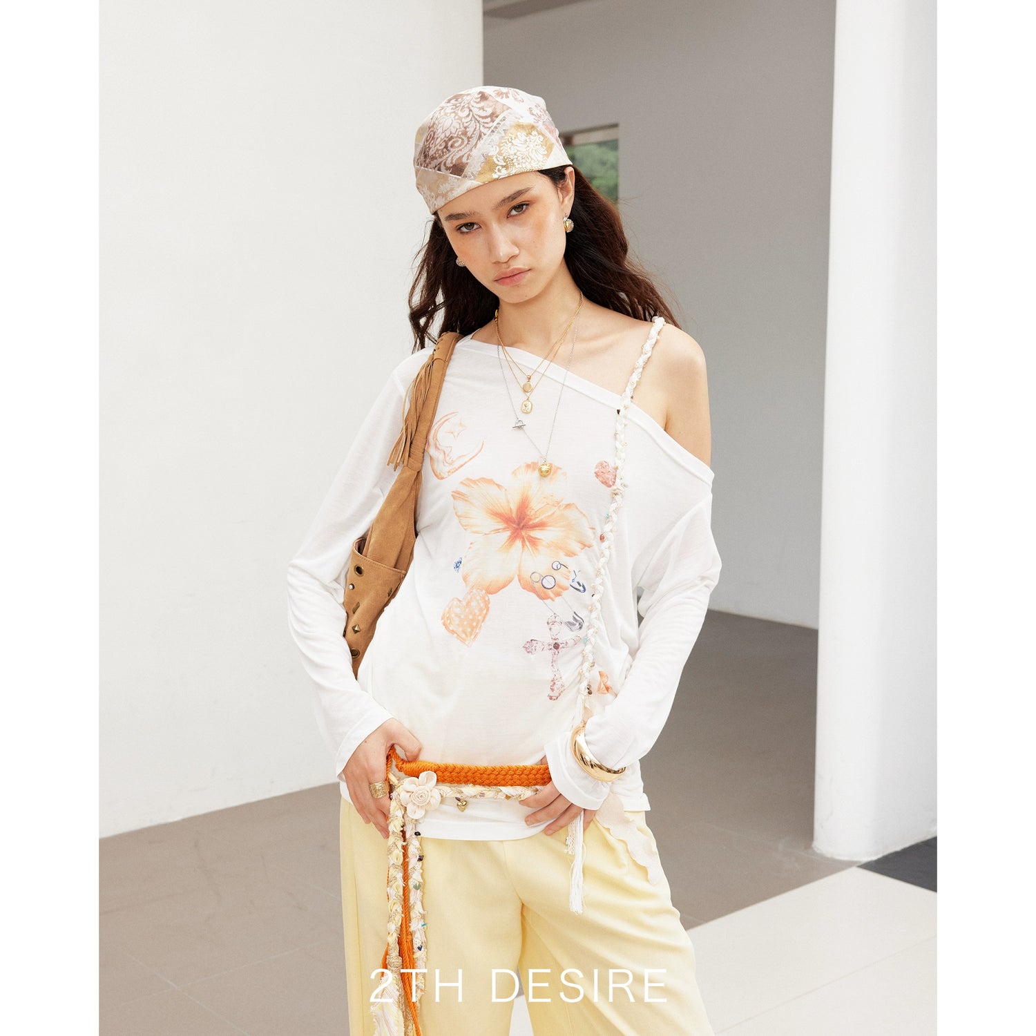 Printed Tie-Up Silk Scarf Headscarf Head Wrap - CHINASQUAD