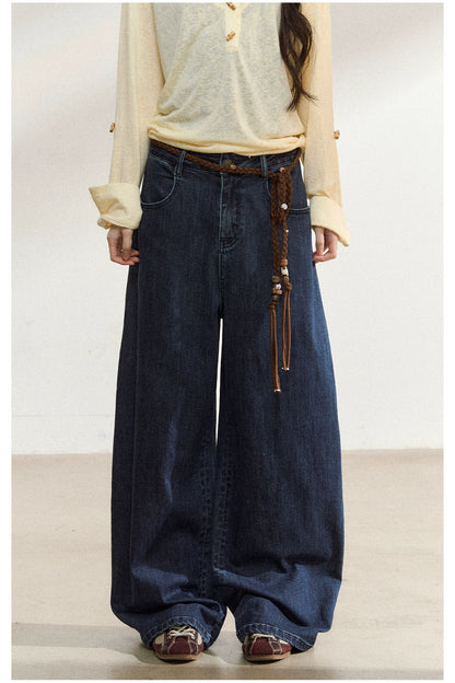 Classic Indigo High-Stretch Wide-Leg Jeans