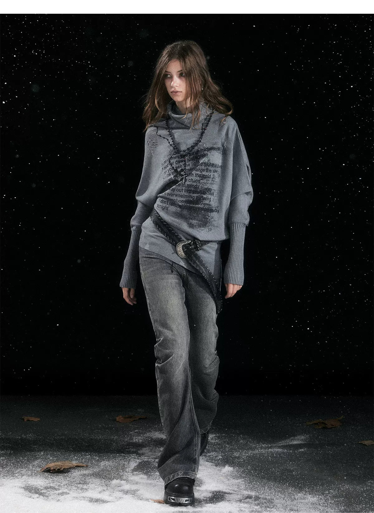 Asymmetric Graffiti Knit Sweater