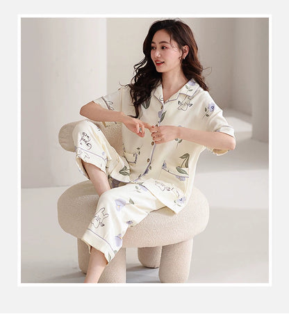 Cute Short-sleeved Cotton Home Loungewear Set