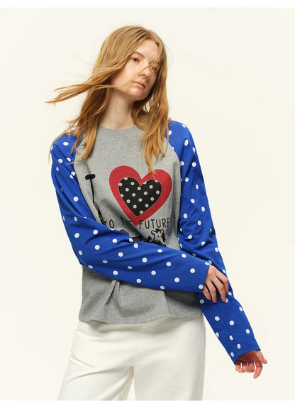 Vintage Heart Contrast Long-Sleeve T-Shirt