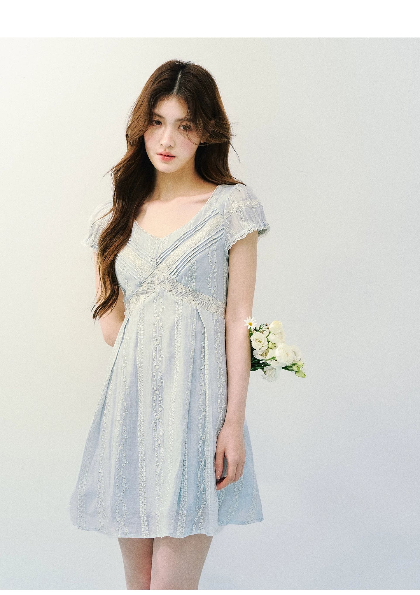 Vintage Lace Panel V-Neck Dress