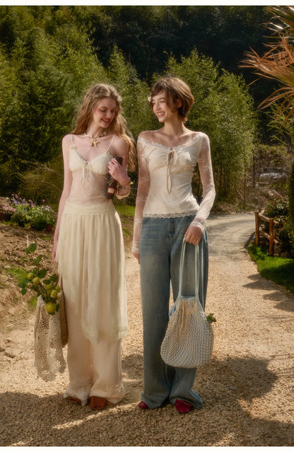 Toscana Soft Glow Lace Long Sleeve Top