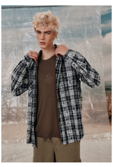 Black & Brown Distressed Plaid Shirt - CHINASQUAD