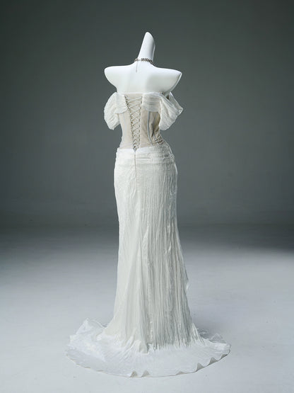 Icy Serene Sculpted Silken Gown