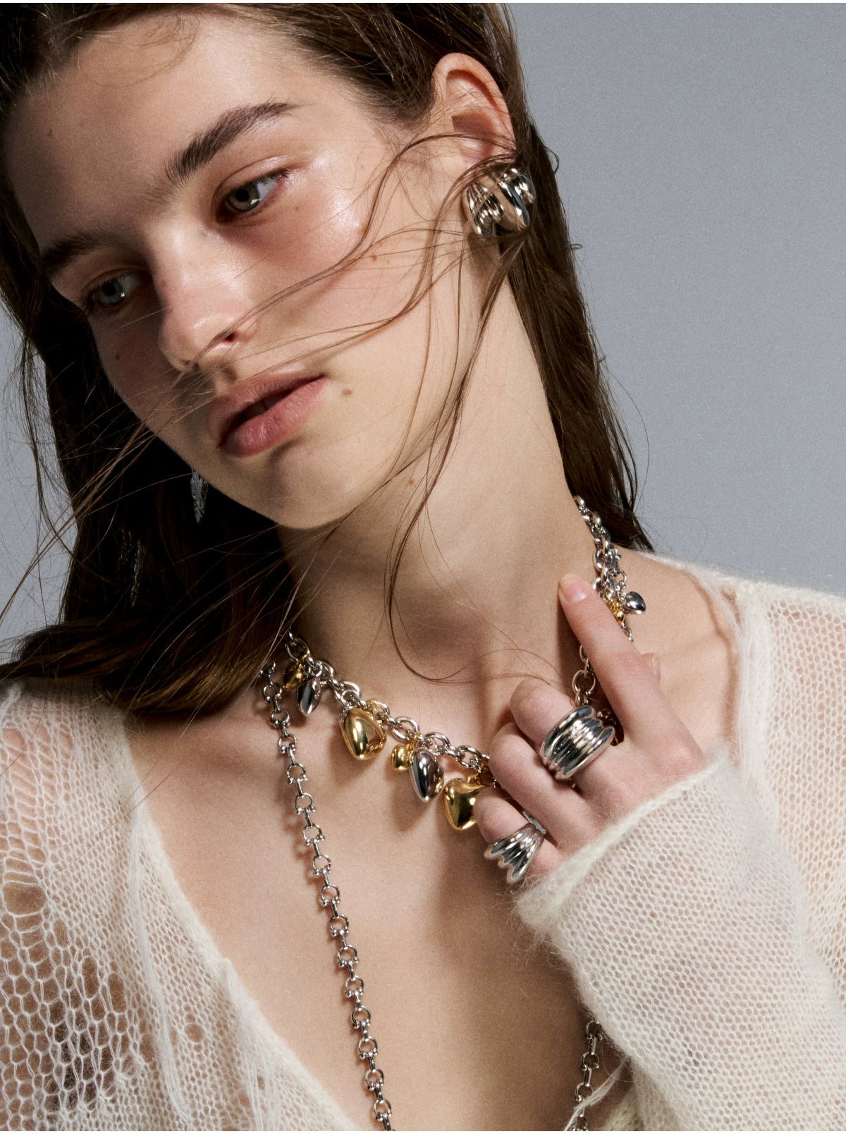 Silver Pearl Layered Necklace