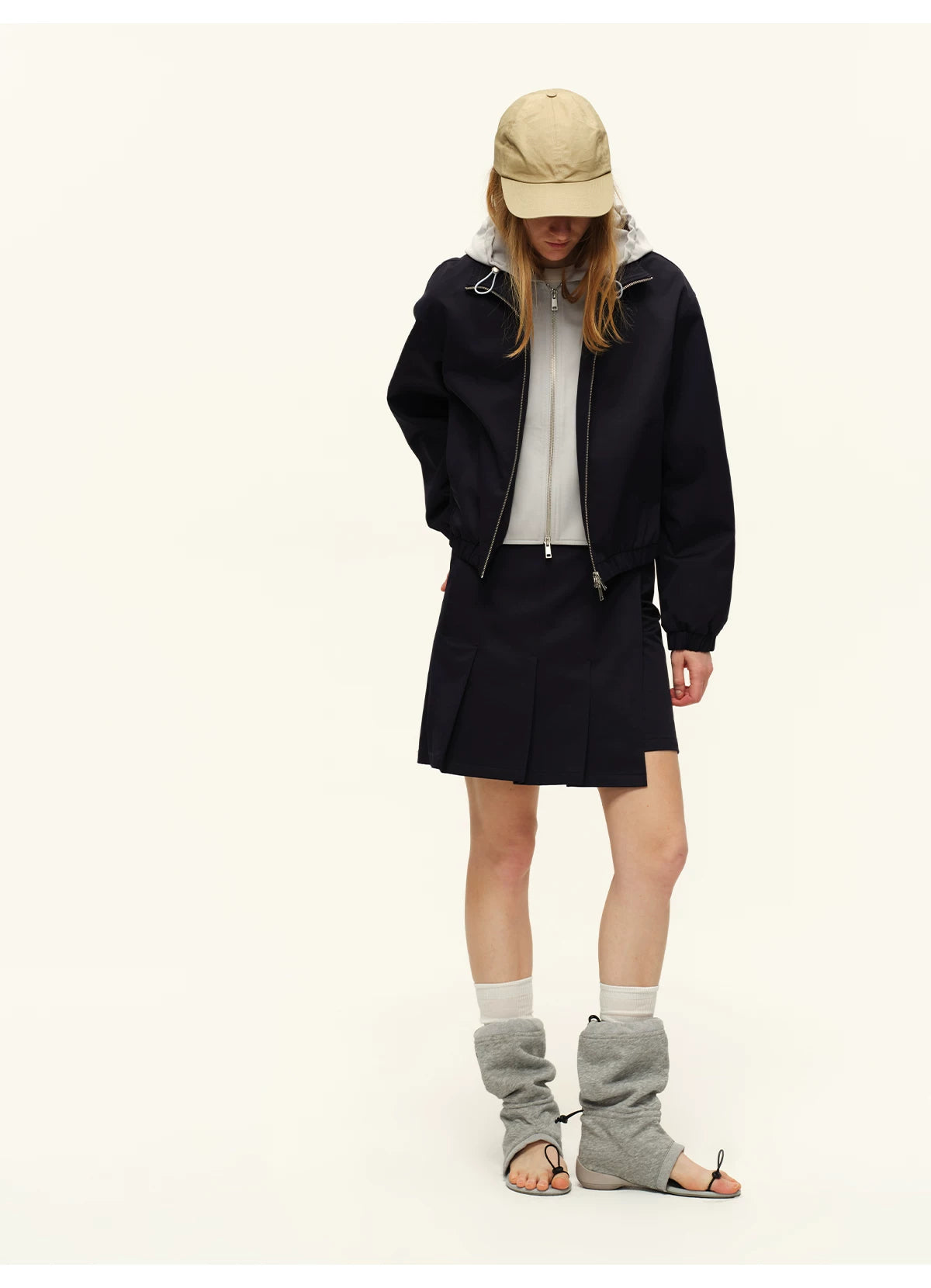 Cotton Stand-Collar Hooded Jacket