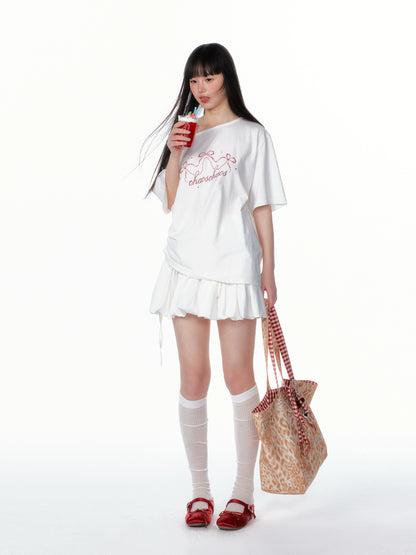 Bow Tie Waist Floral Bubble Skirt