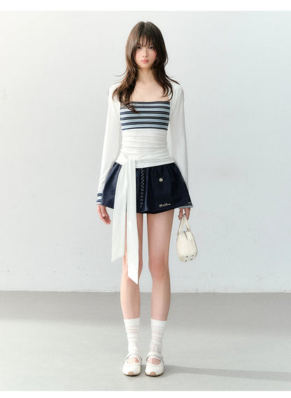 Contrast Stripe Layered Knit Top