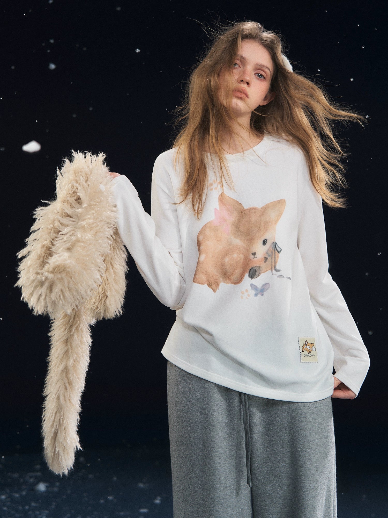 Whispering Fawn Plush Long-Sleeve Tee