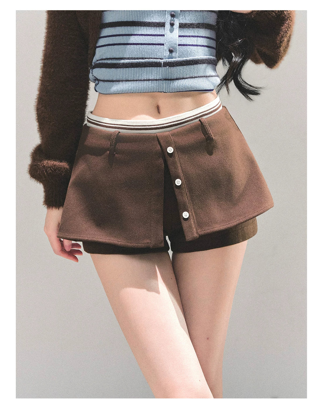 Miu-Style A-Line Skort Mini Skirt