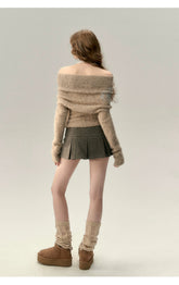 Gray-Brown A-line Mini Skirt - CHINASQUAD