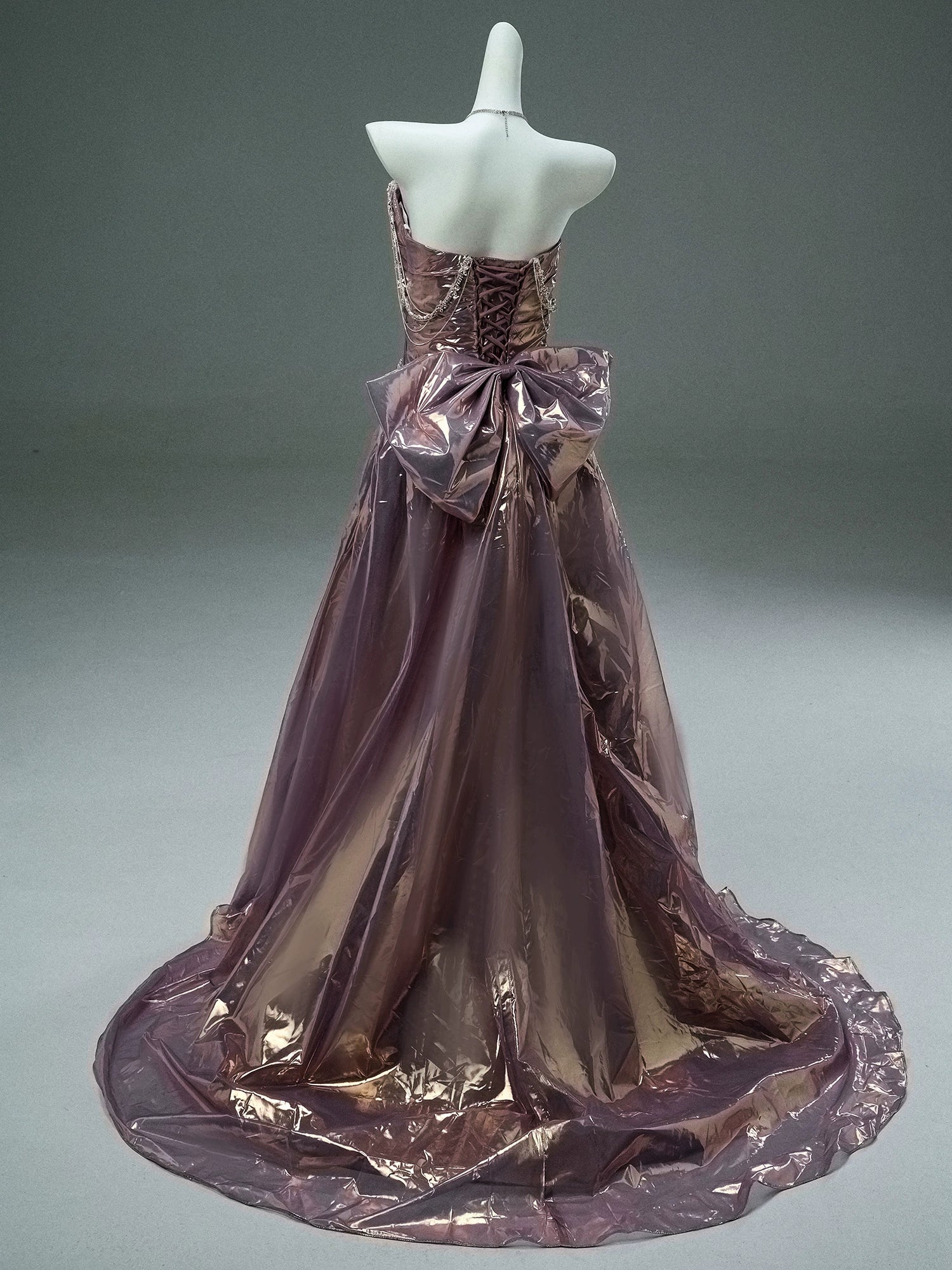 Iridescent Candy-Film Sculpted Couture Gown