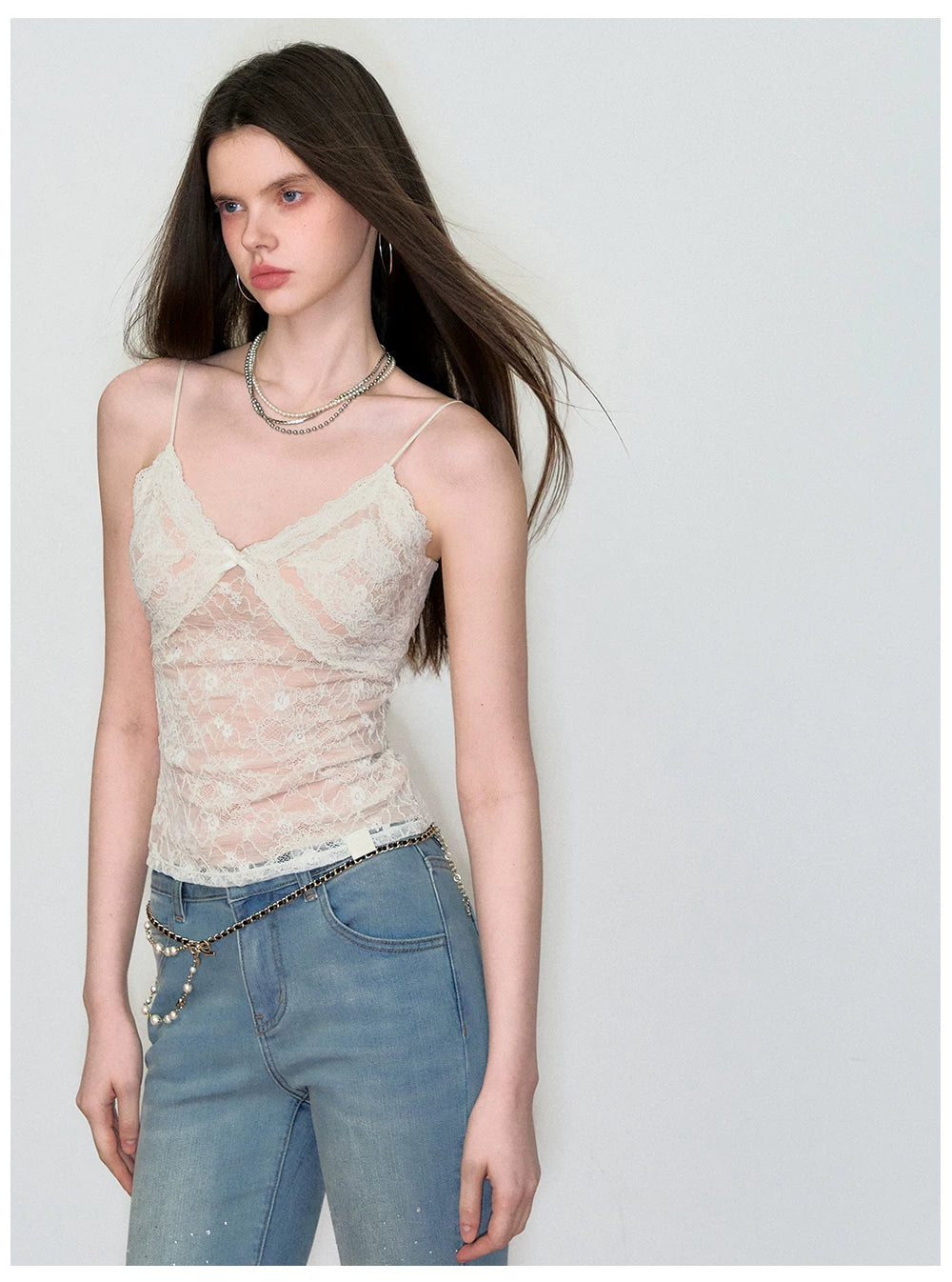 Lace Jacquard Bow Tie Camisole