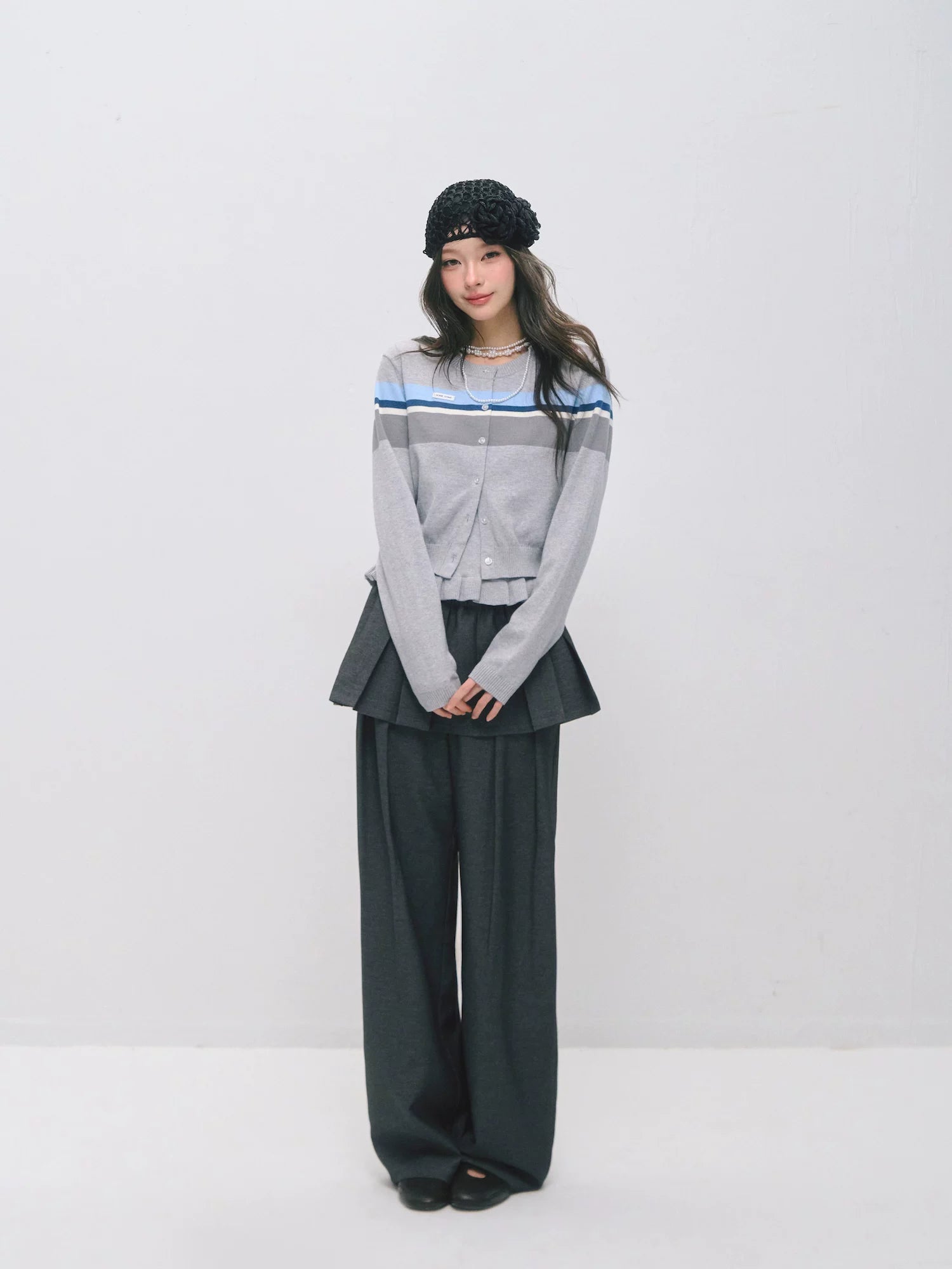 Ruffle Trim Bandeau &amp; Cardigan Knit Set