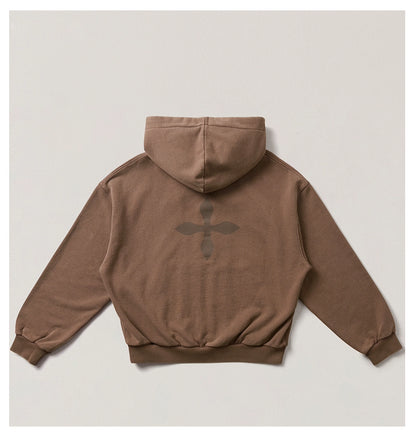 Cross Emblem Oversized Zip-up Hoodie