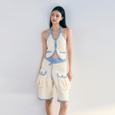 Woven Halter Neck Vest & Shorts Set - CHINASQUAD