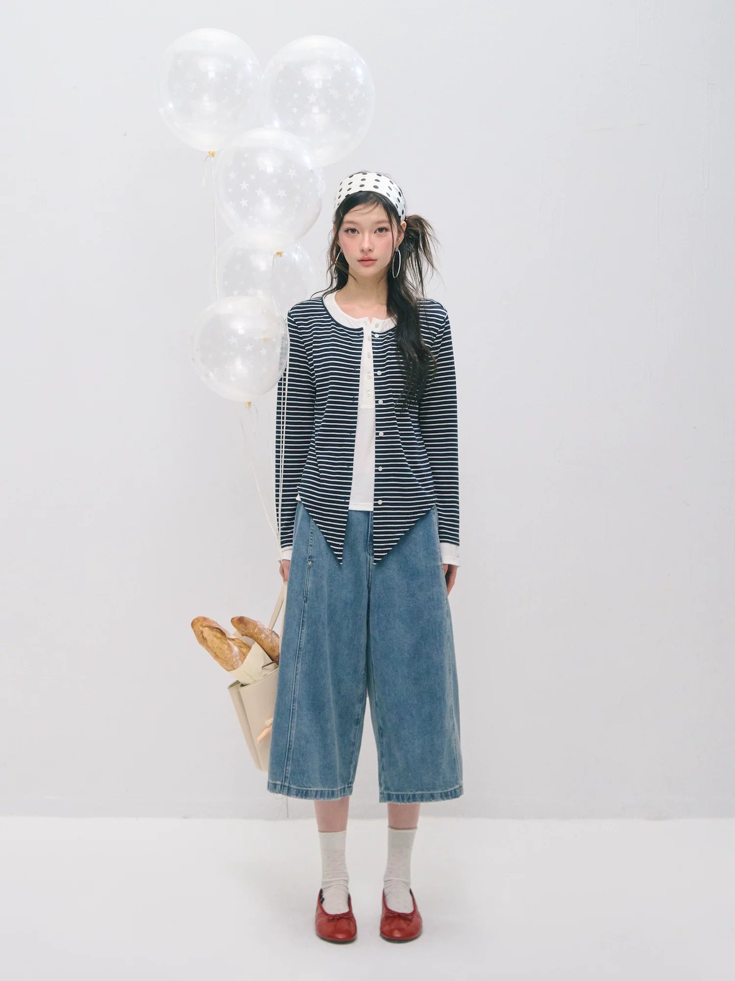 Layered Two-Tone Lyocell Wool Blend Long Sleeve T-Shirt