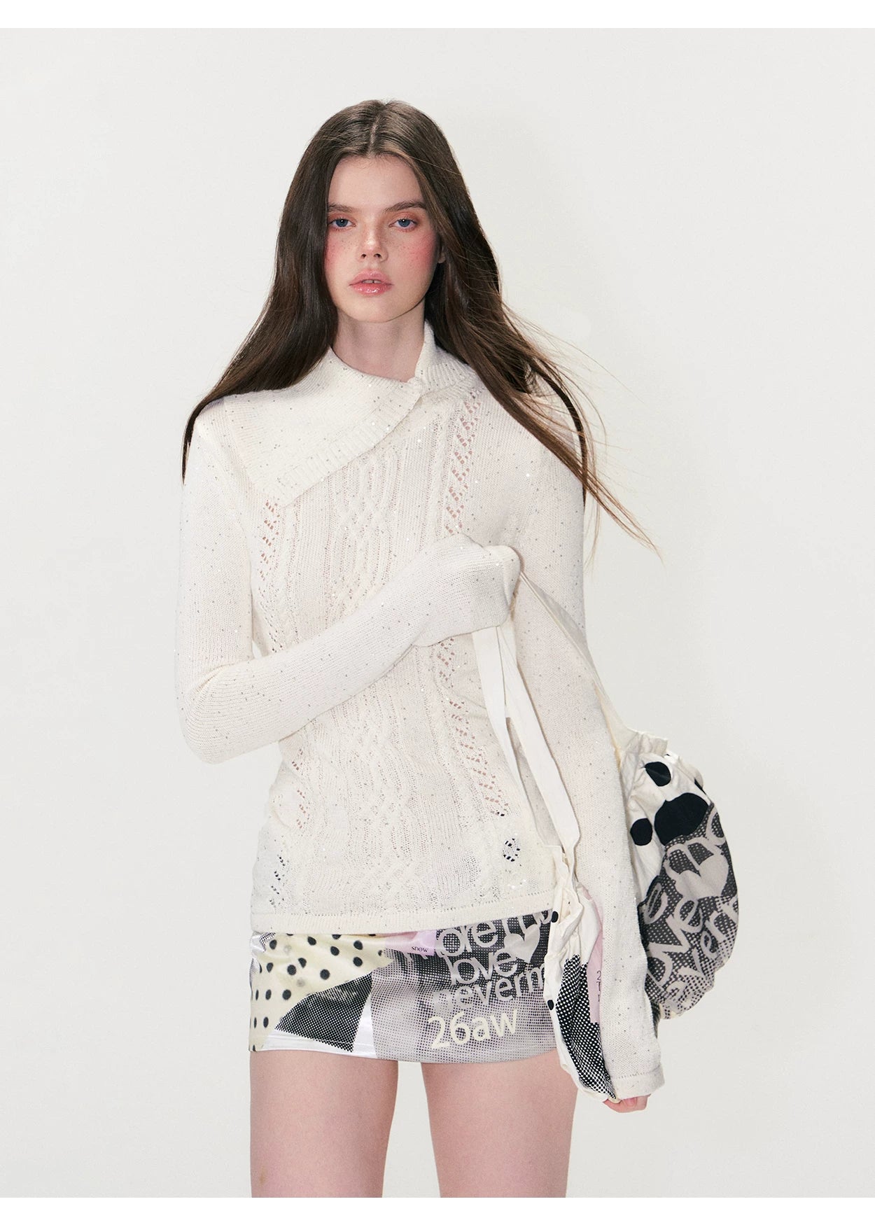 Shimmering Collared Slim-Fit Knit Sweater
