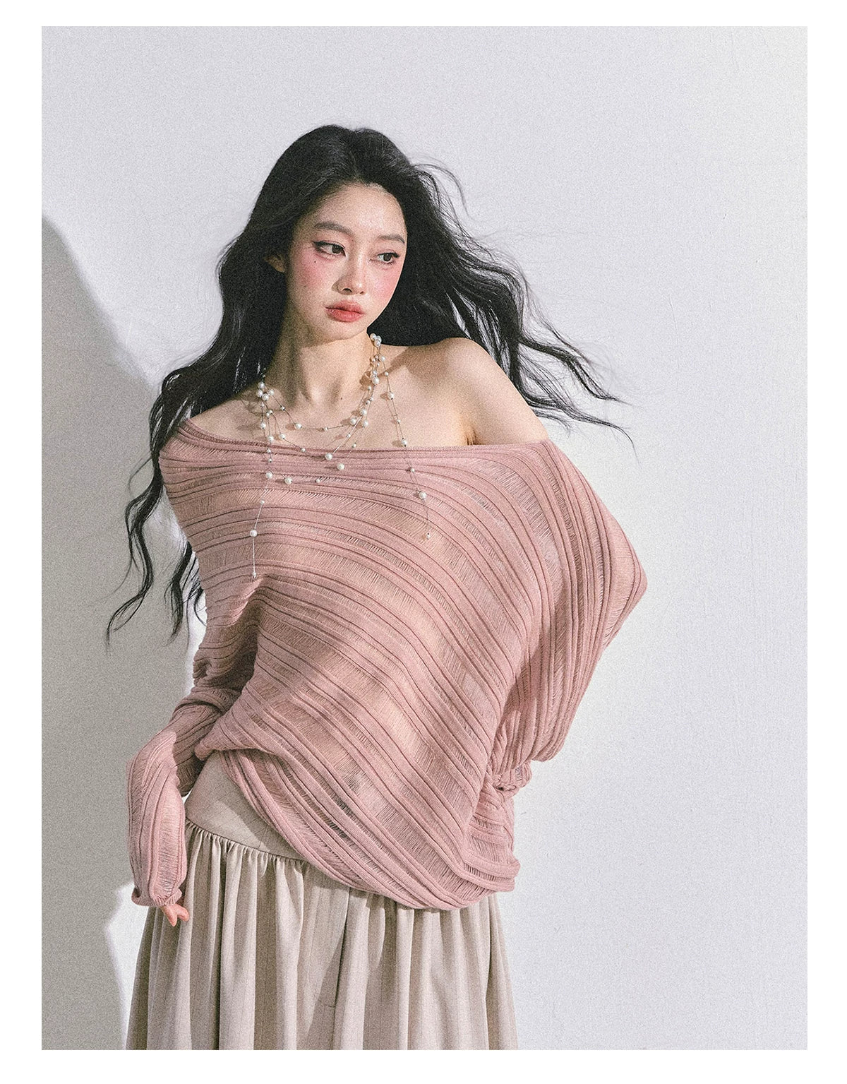 French Asymmetric Cut-Out Knit Sweater