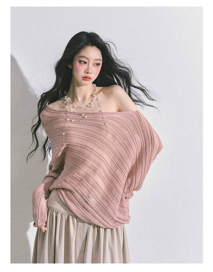 French Asymmetric Cut-Out Knit Sweater