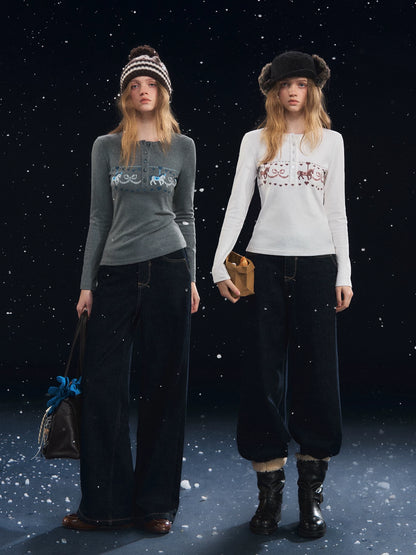 Carousel Print Plush-Feel Top