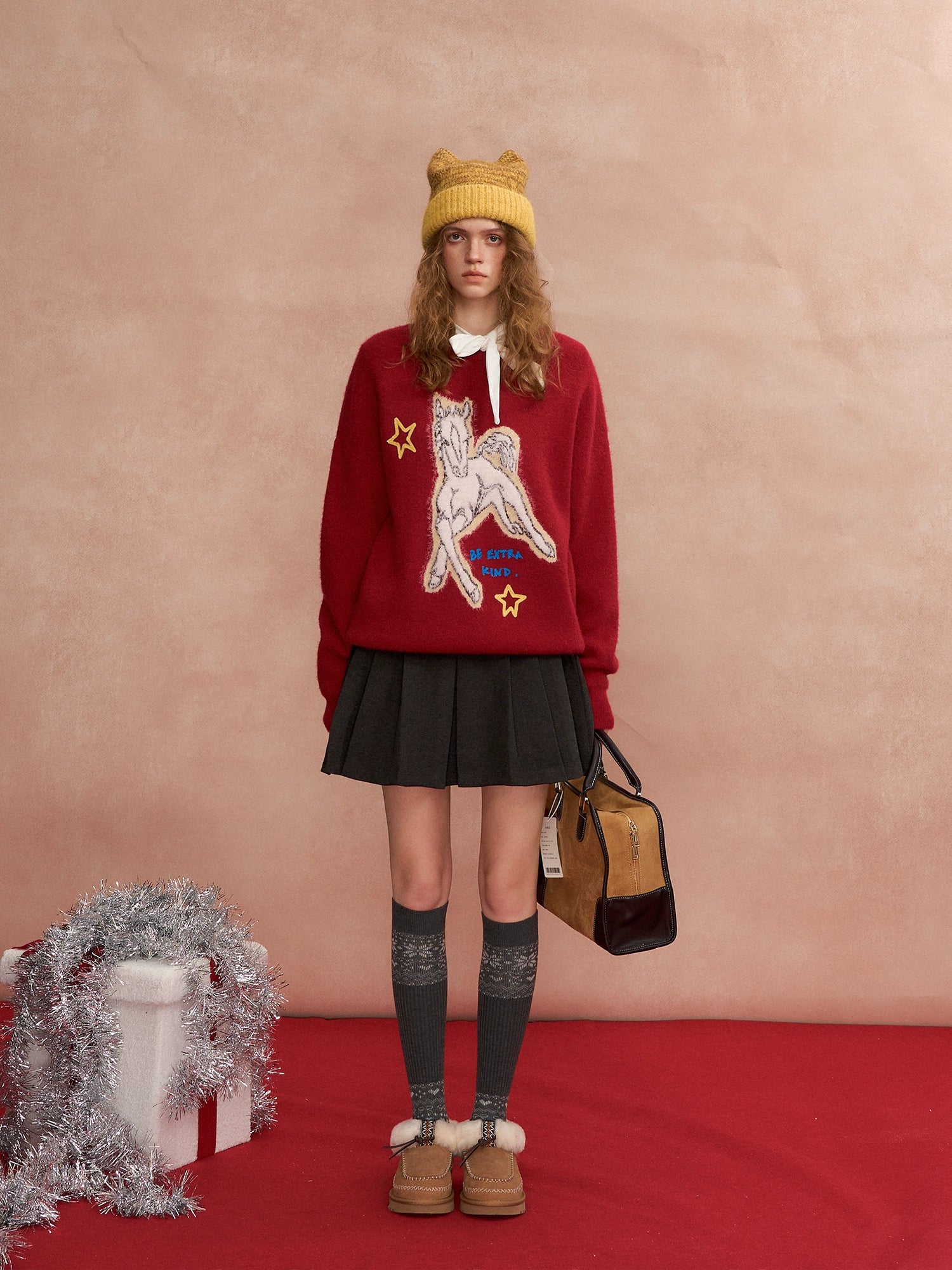 Cyber Pony Jacquard Oversized Knit Sweater