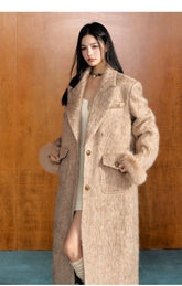 Detachable Fur Collar Wool Coat - CHINASQUAD