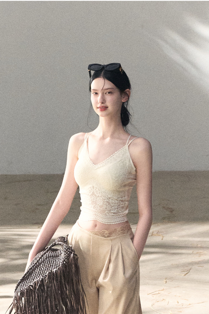 High-Stretch Lace Backless Camisole