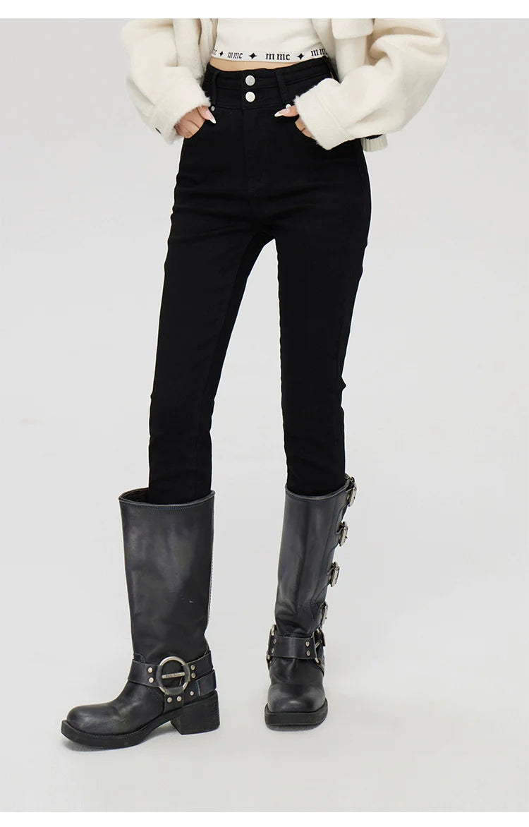 (Final Sale) Black High-Waisted Skinny Jeans - CHINASQUAD