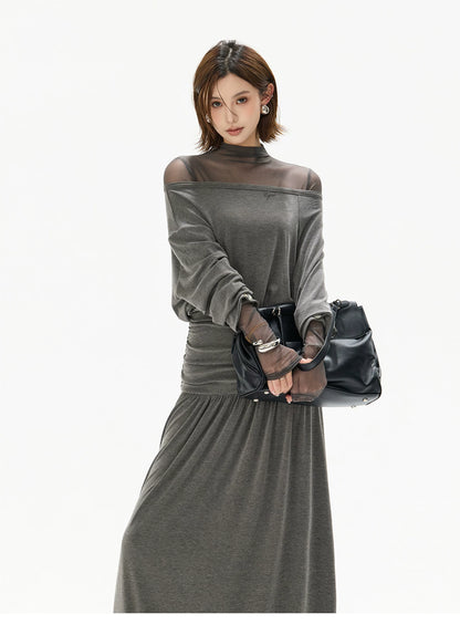 Two-Piece Off-Shoulder Knit Maxi Dress