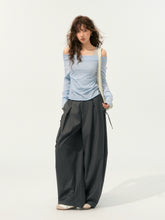 Fake Two-Piece Color-Block Draped Collar Knit Top - CHINASQUAD