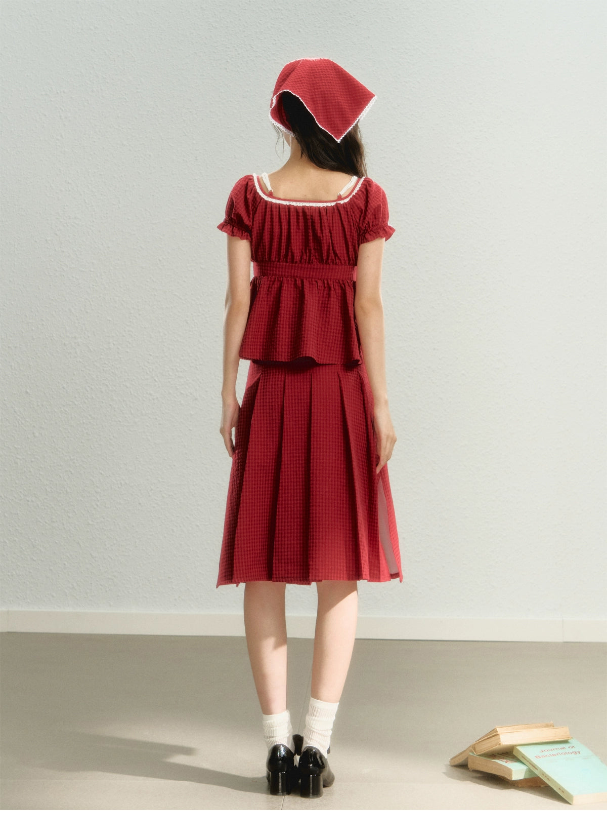 Red Blouse &amp; Midi Skirt Set - CHINASQUAD