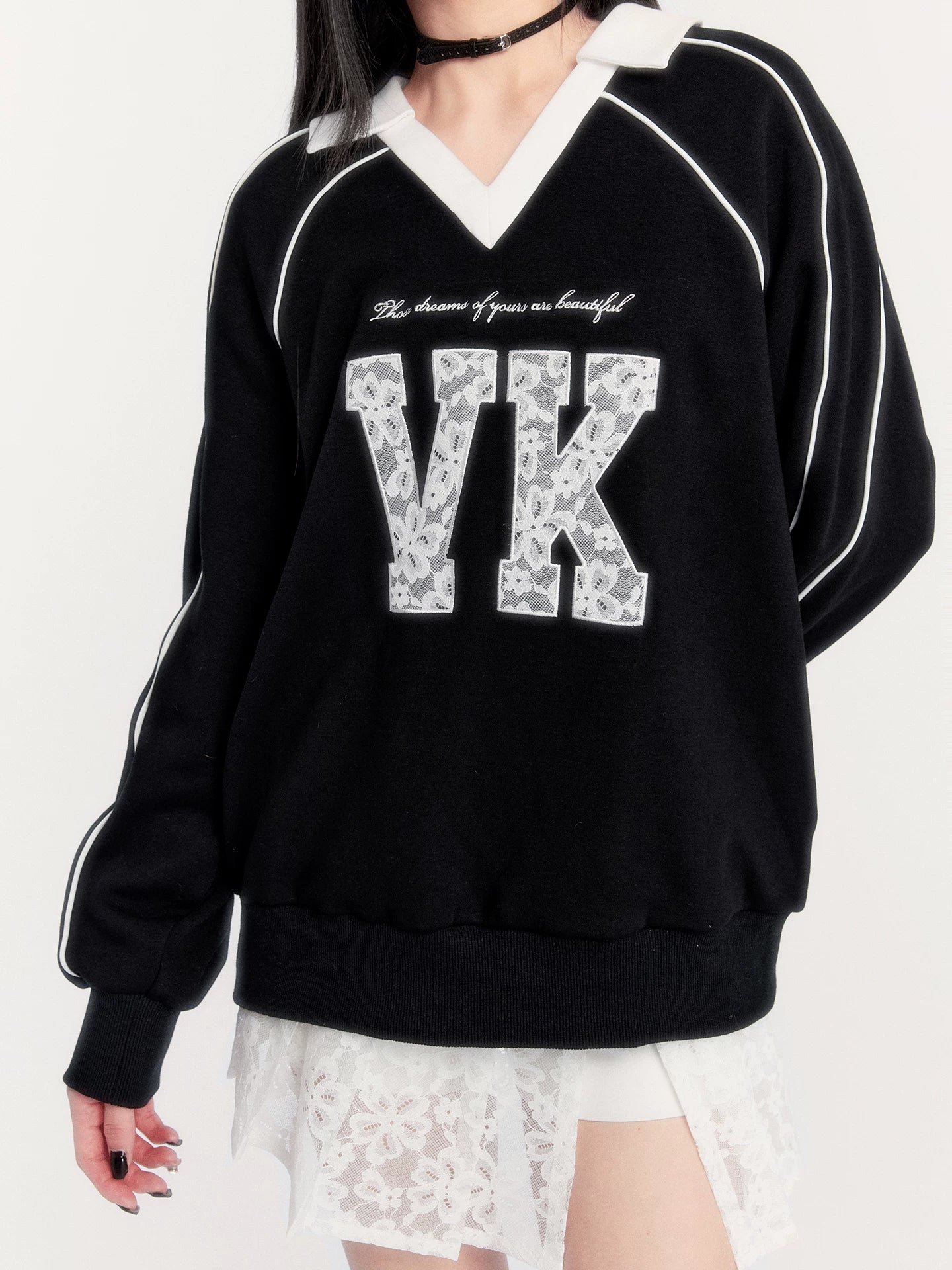 Retro Fleece-Lined Oversized Sweatshirt