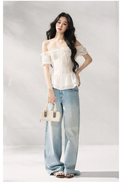 Cotton-Linen Fitted Short Sleeve Top